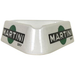1950s Italian White Advertising Martini Dry Ashtray in Ceramic by Richard Ginori