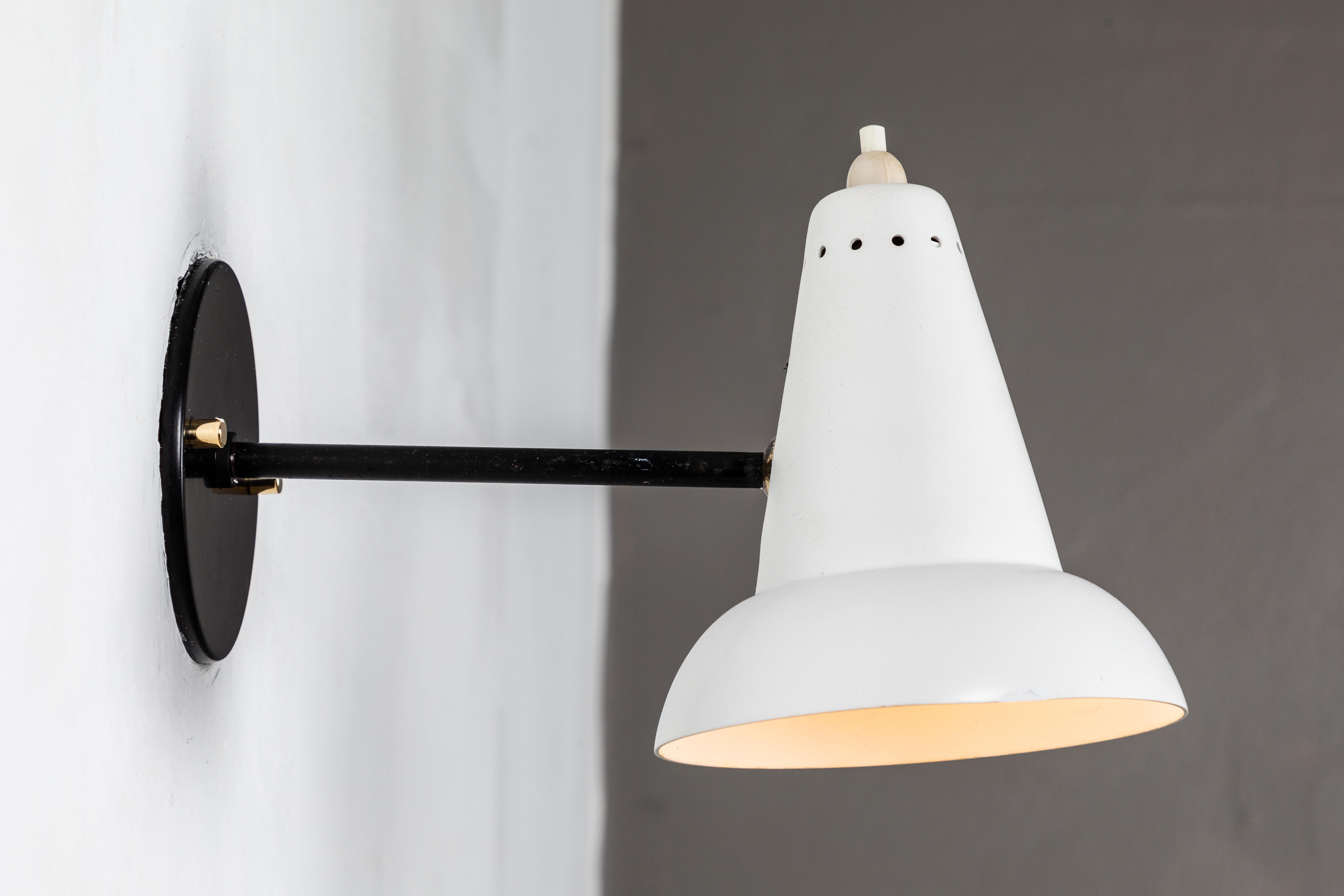 Painted 1950s Italian White Articulating Sconces Attributed to Gino Sarfatti