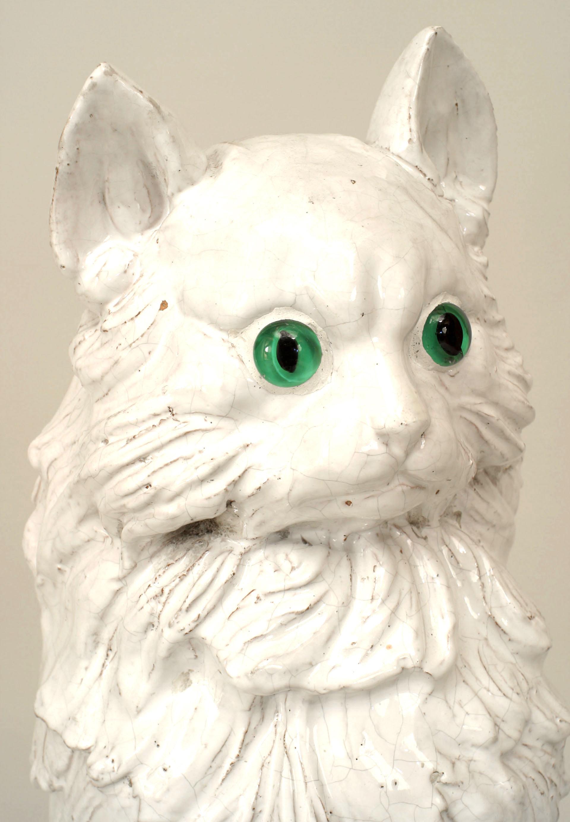 Italian Ceramic Seated Cat In Good Condition For Sale In New York, NY