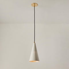 1950s Italian White Perforated Cone Pendant Attributed to Gino Sarfatti