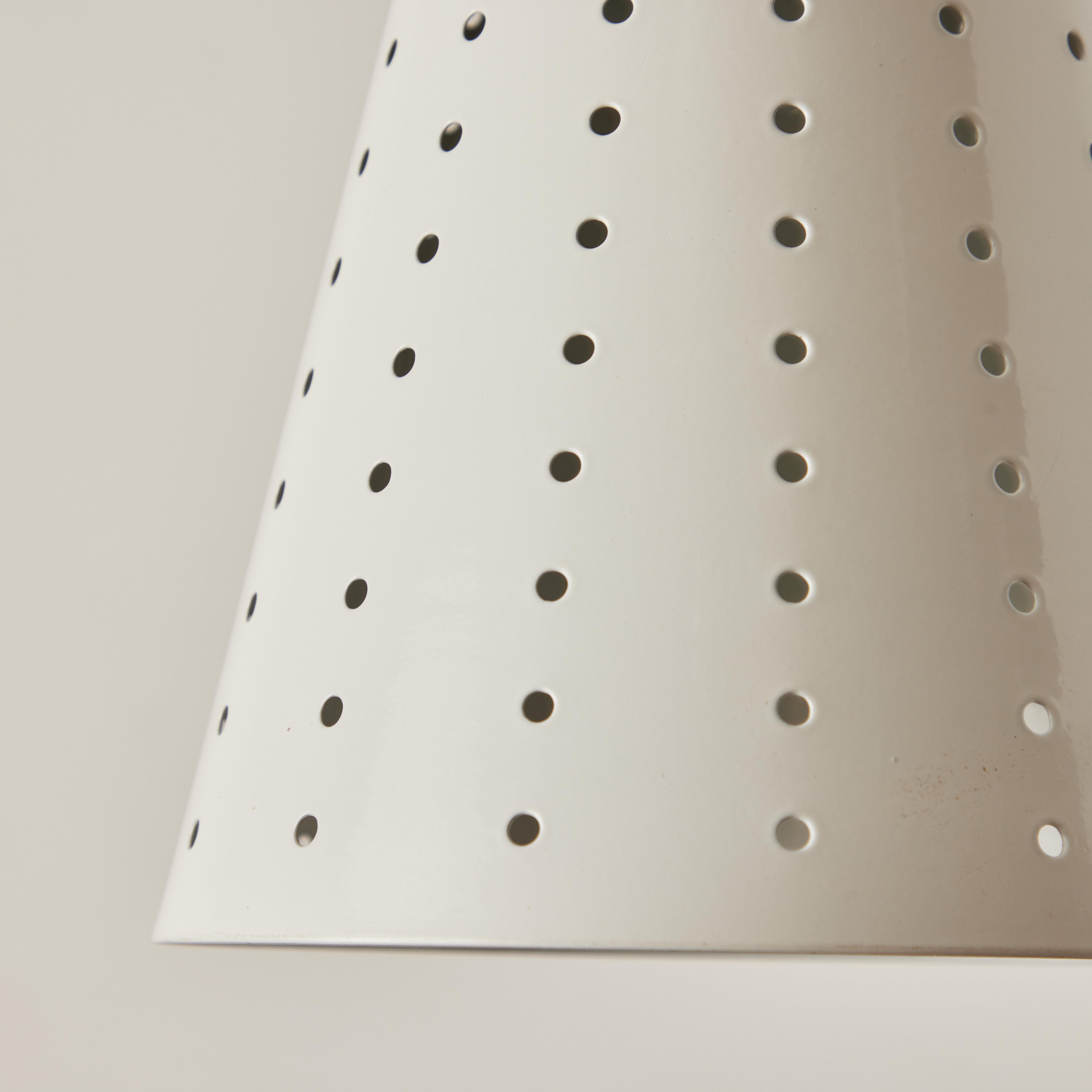 Painted 1950s Italian White Perforated Cone Pendant Attributed to Gino Sarfatti For Sale