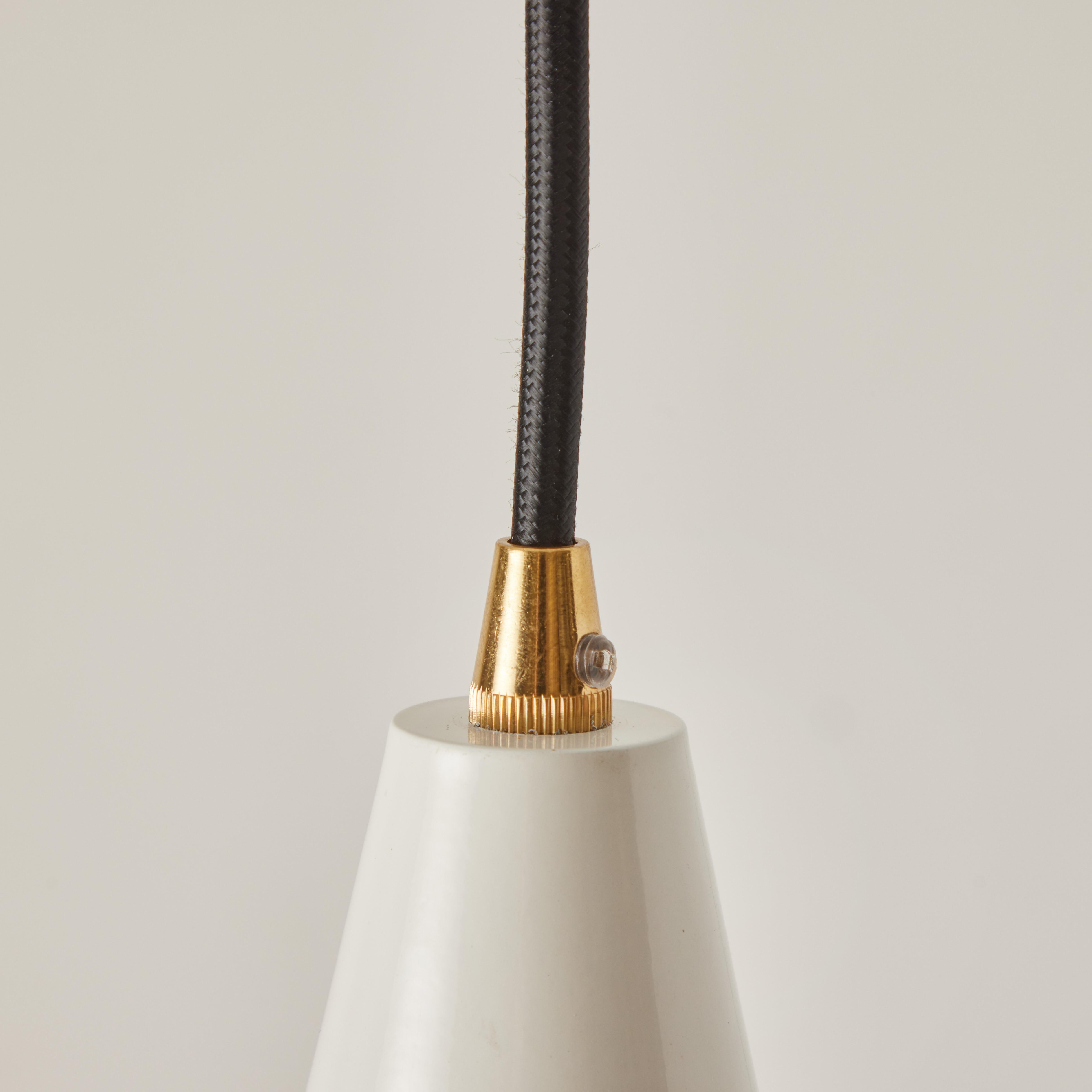 Mid-20th Century 1950s Italian White Perforated Cone Pendant Attributed to Gino Sarfatti For Sale
