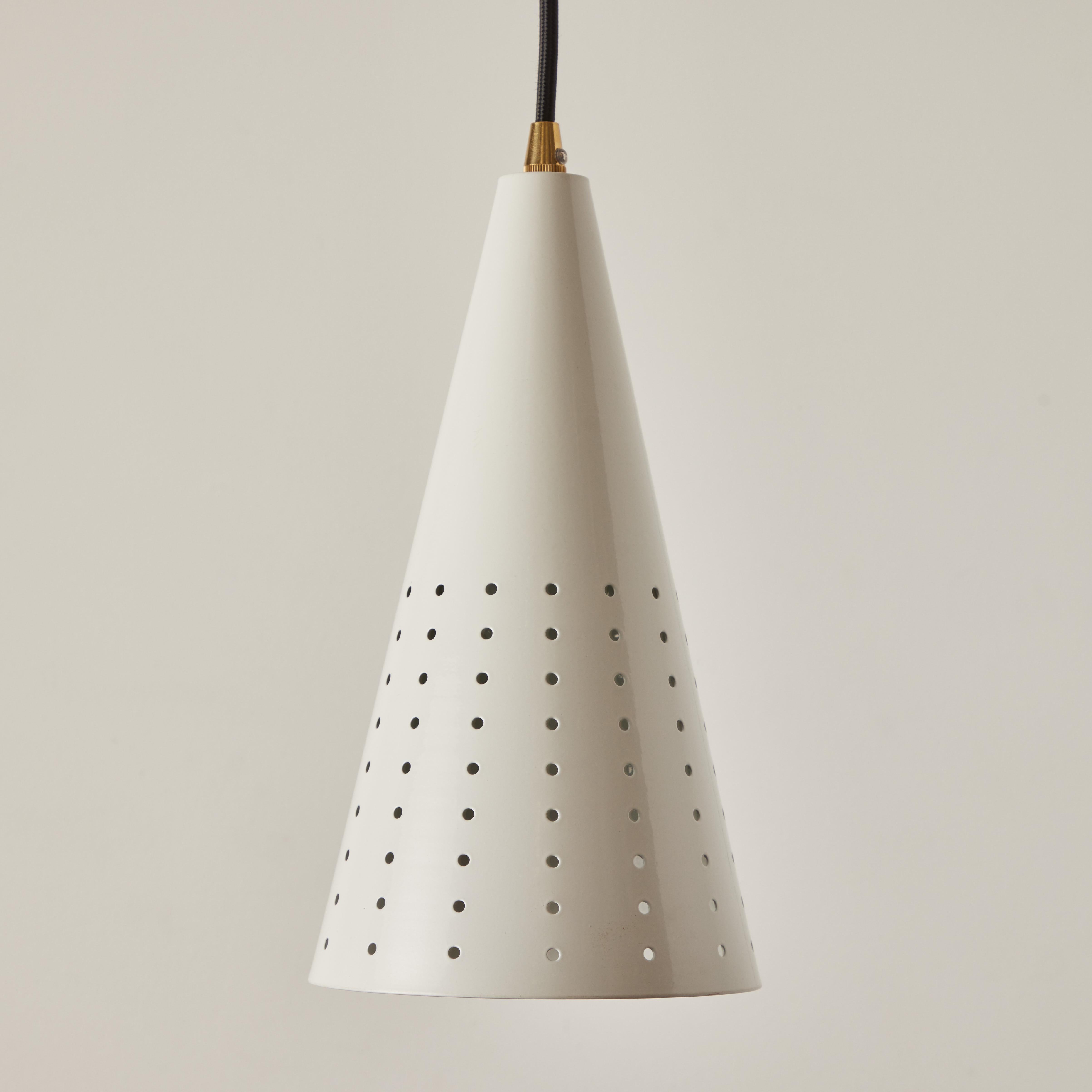1950s Italian White Perforated Cone Pendant Attributed to Gino Sarfatti For Sale 1