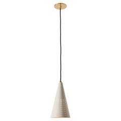 1950s Italian White Perforated Cone Pendant Attributed to Gino Sarfatti