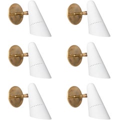 1950s Italian White Perforated Sconces Attributed to Gino Sarfatti
