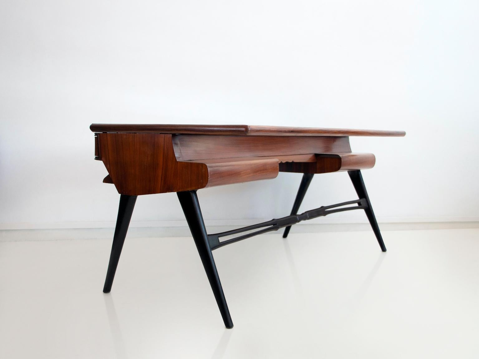 1950s Italian Wood and Lacquered Wood Writing Desk 7