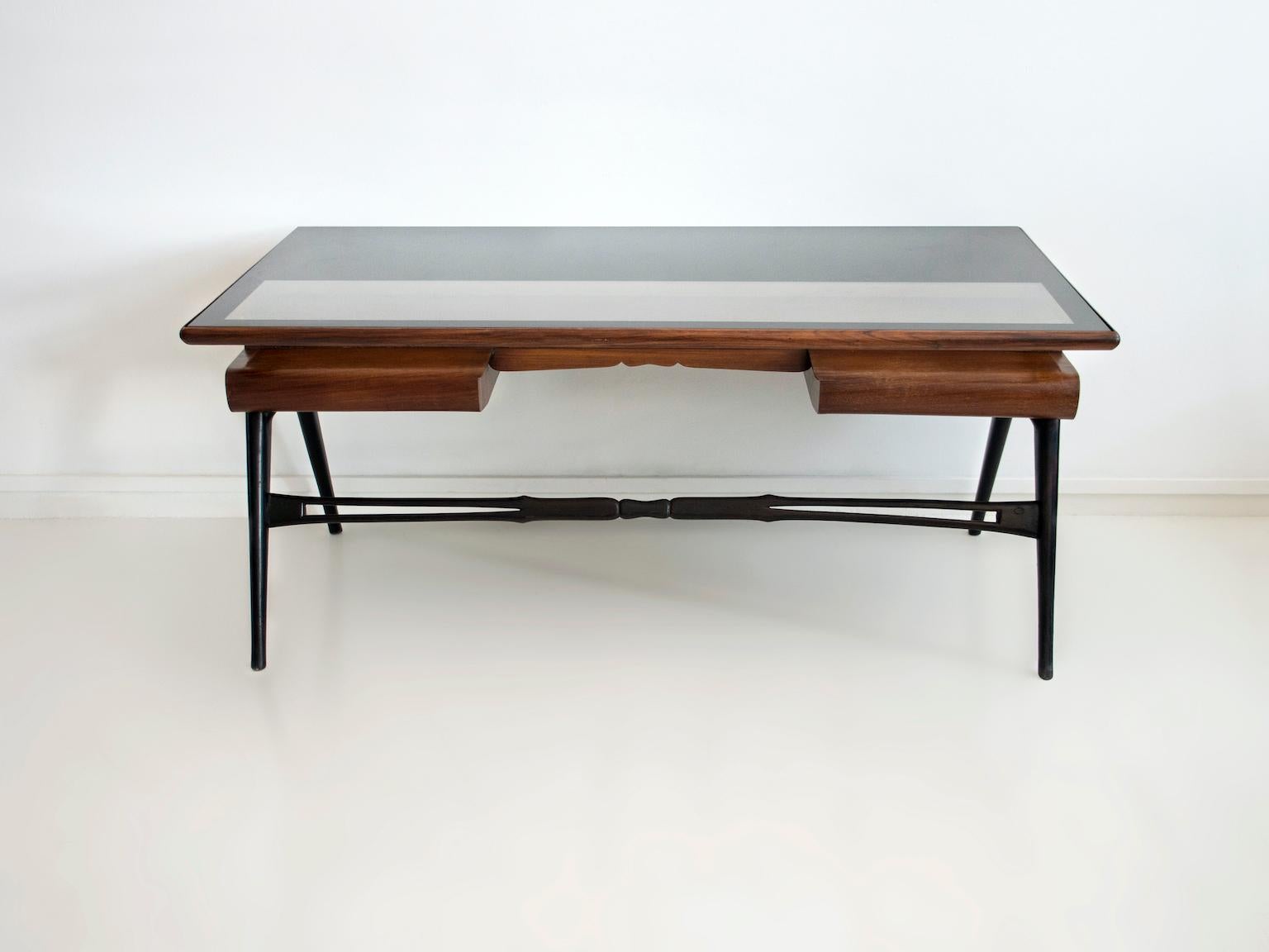 1950s Italian Wood and Lacquered Wood Writing Desk 11