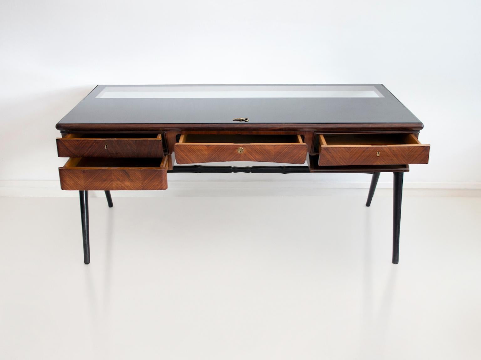 Mid-Century Modern 1950s Italian Wood and Lacquered Wood Writing Desk