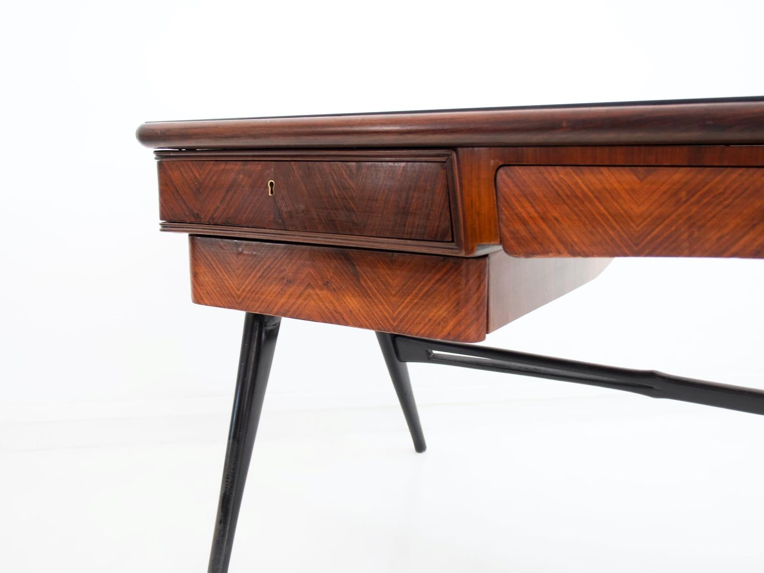 1950s Italian Wood and Lacquered Wood Writing Desk 3