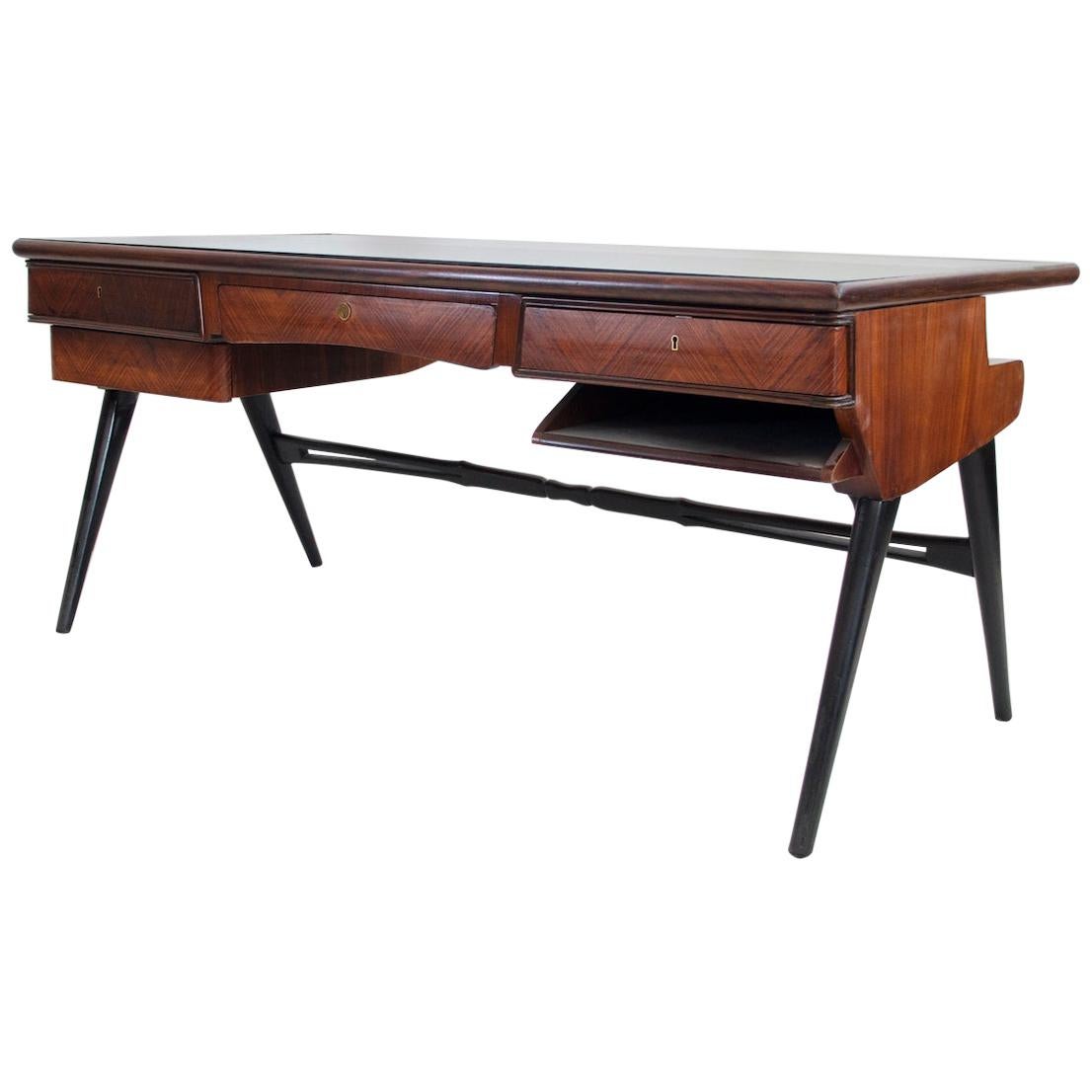 1950s Italian Wood and Lacquered Wood Writing Desk