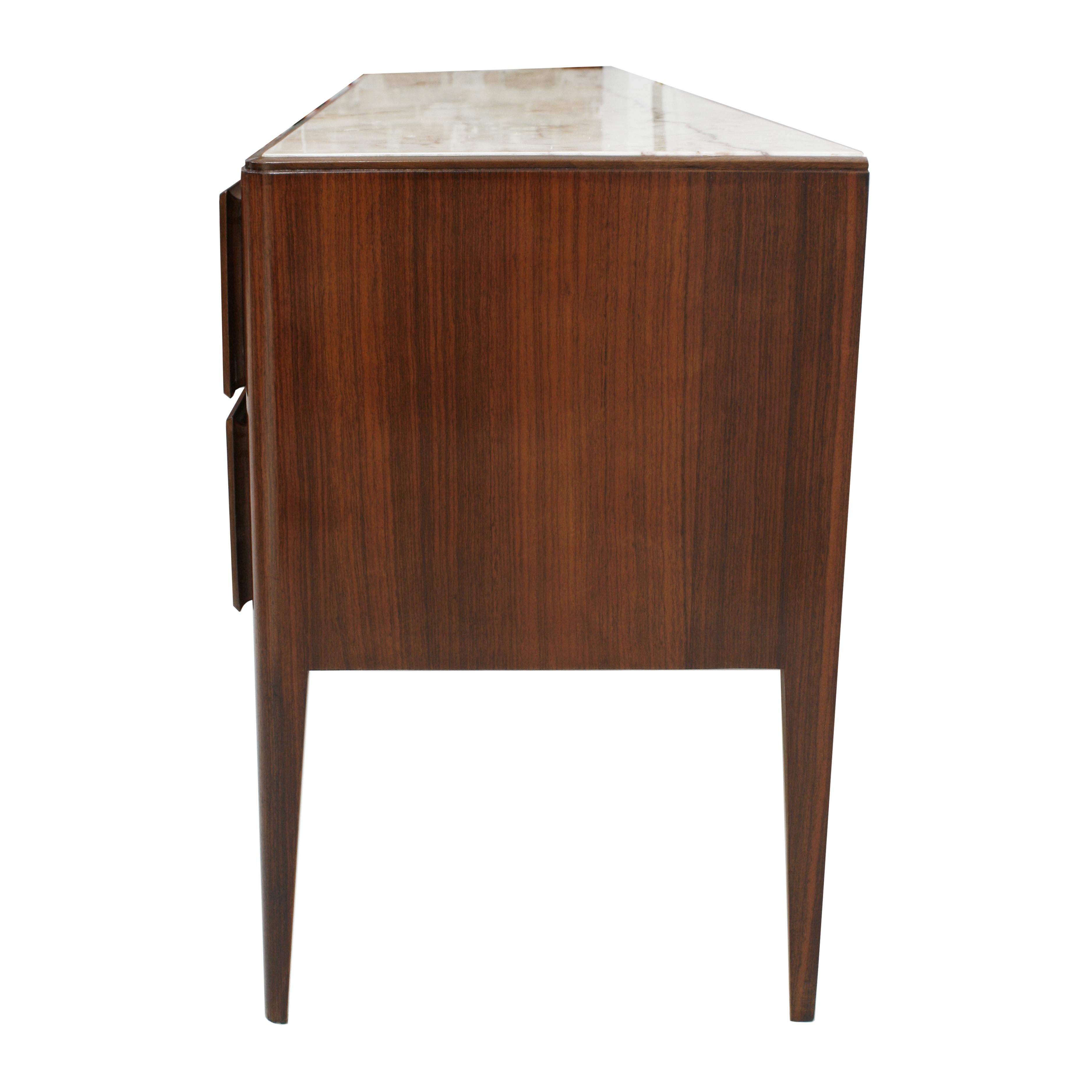 Mid-Century Modern Solid Wood and Marble Italian Sideboard, 1950s In Good Condition In Madrid, ES