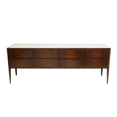 Mid-Century Modern Solid Wood and Marble Italian Sideboard, 1950s