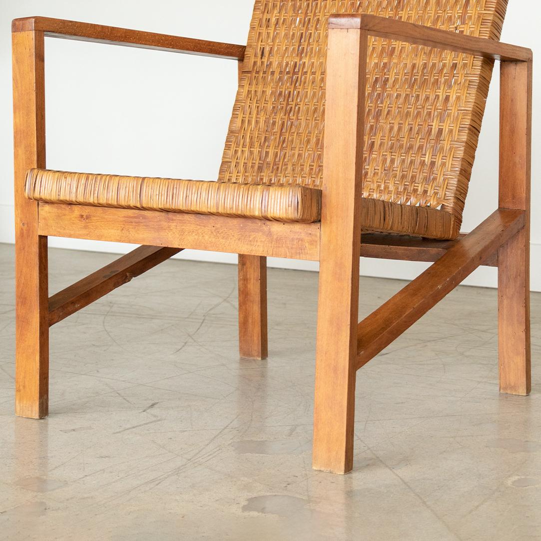 1950's Italian Wood and Woven Armchairs For Sale 6