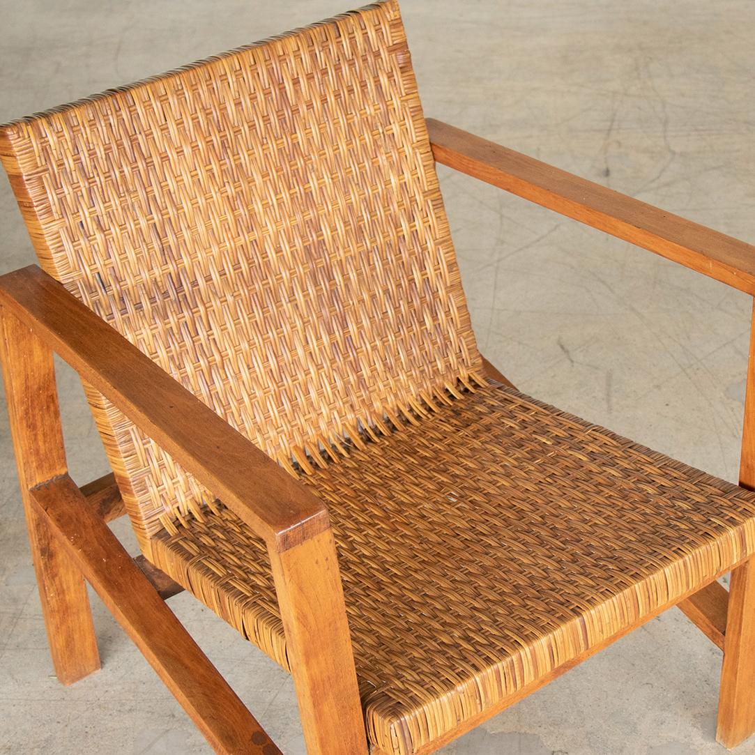 1950's Italian Wood and Woven Armchairs For Sale 8