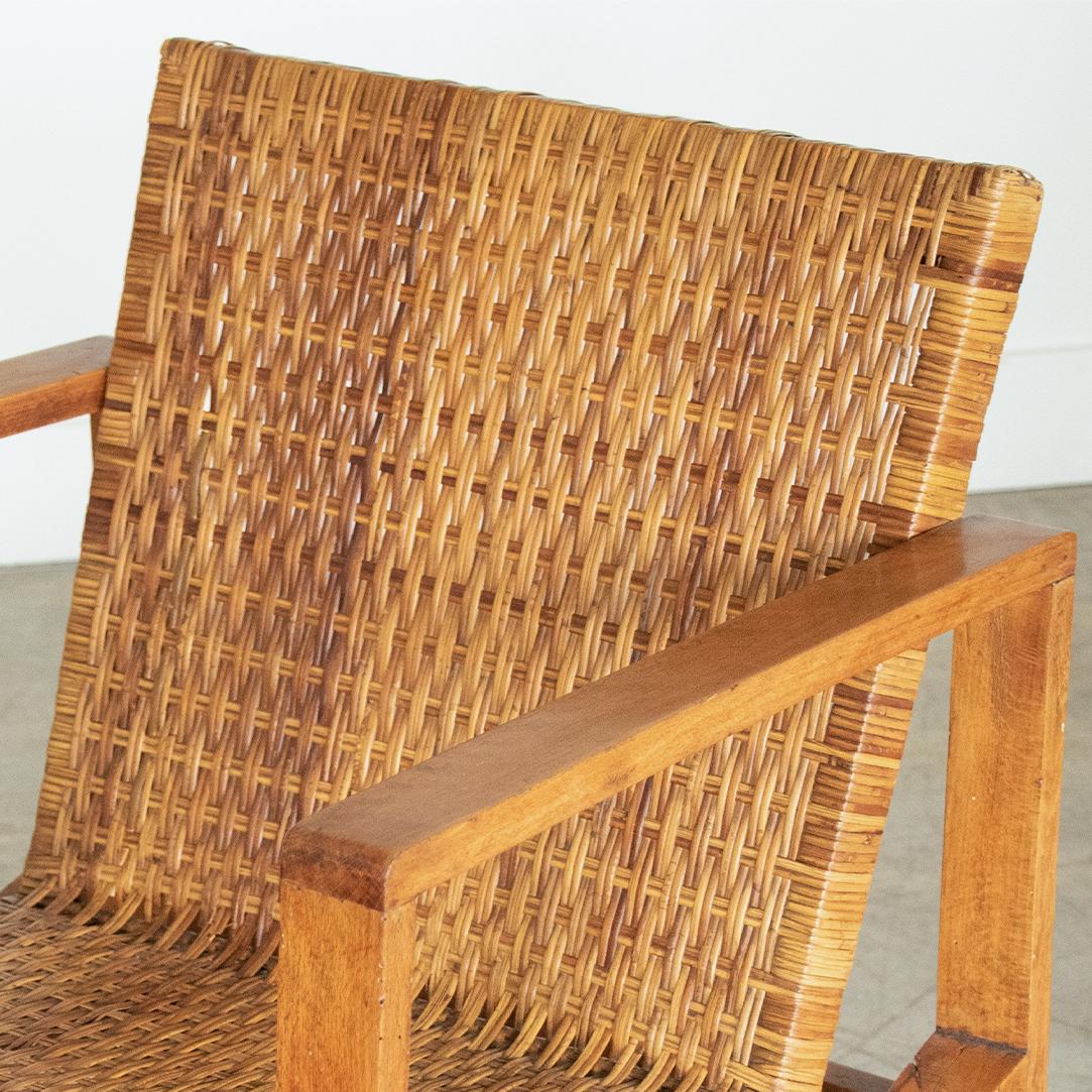 1950's Italian Wood and Woven Armchairs For Sale 2