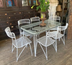 1950s Italian Wrought Iron Dining Table and Six Chairs by Salterini