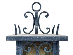 1950's Italian Wrought Iron Exterior Wall Lanterns, a Pair