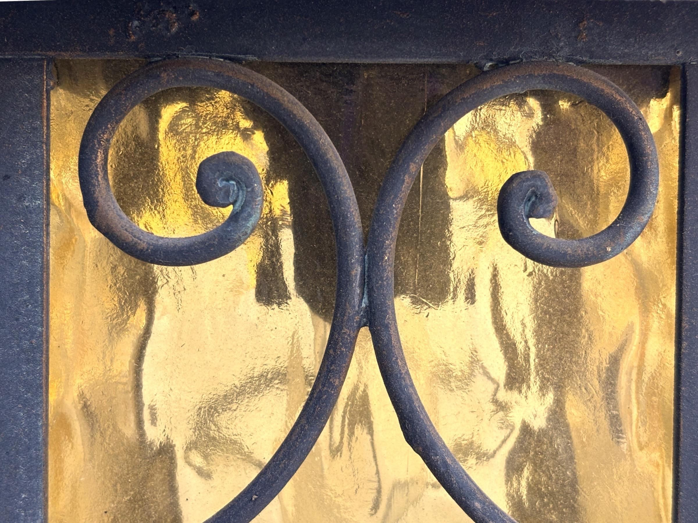 1950's Italian Wrought Iron Pendant Lanterns, a Pair In condizioni buone in vendita a Sarasota, FL
