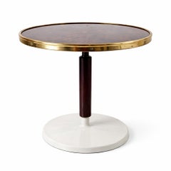 1950s Italian Yacht Side Table, Burl and Brass Restored