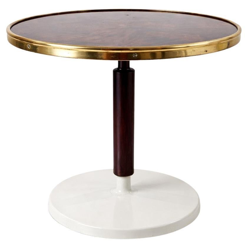 1950s Italian Yacht Side Table, Burl and Brass Restored