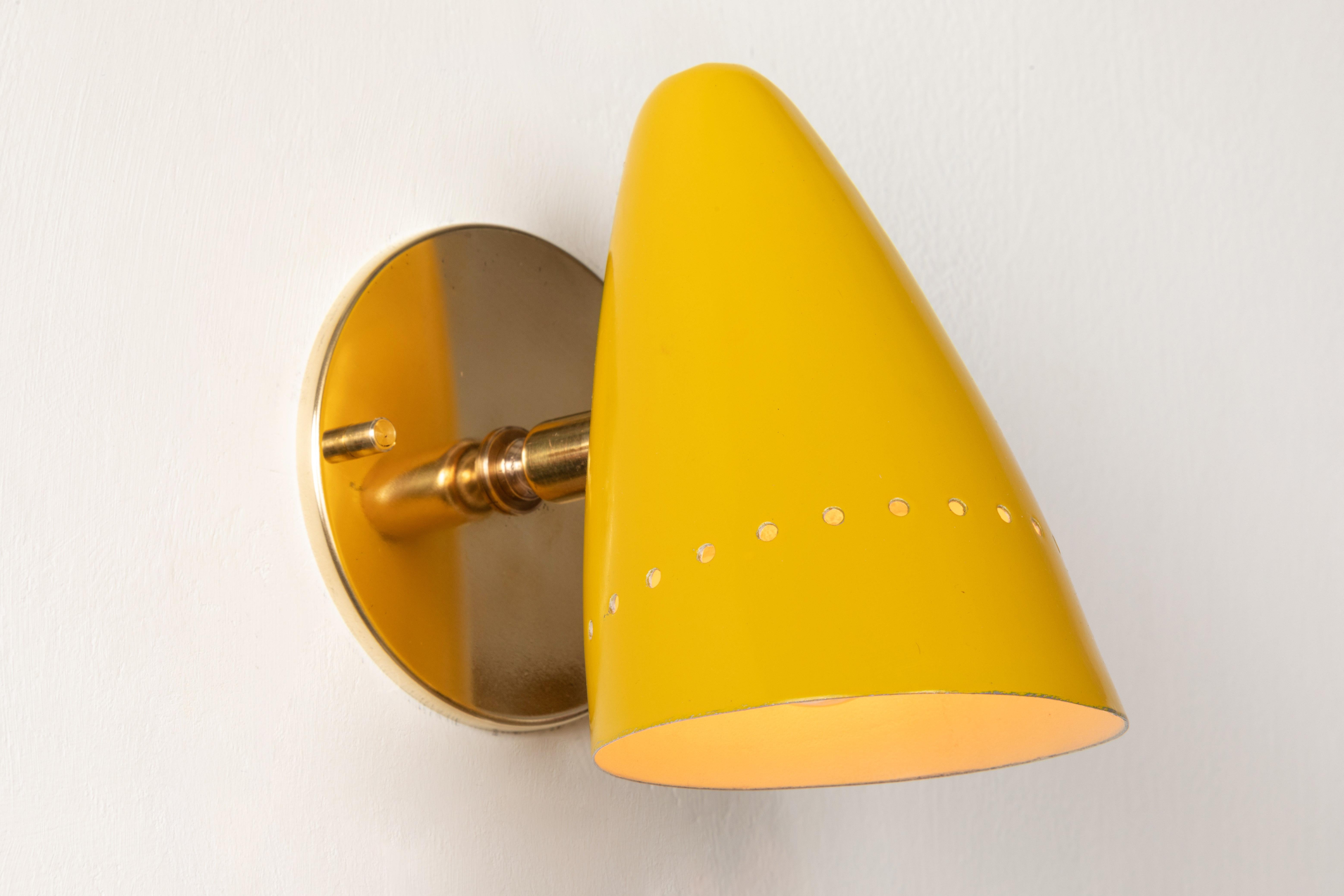 Mid-Century Modern 1950s Italian Yellow Perforated Sconce Attributed to Gino Sarfatti