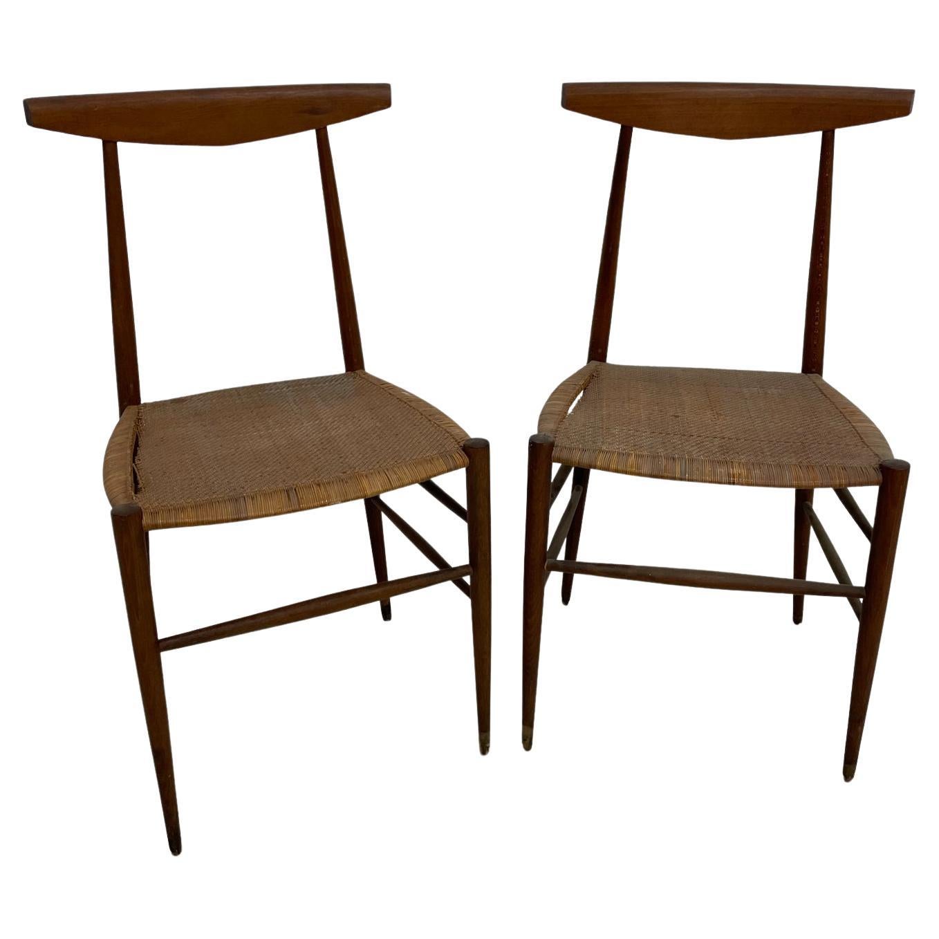 1950s Italy Gio Ponti Chiavari Vintage Chairs Superleggera Woven Cane Wood