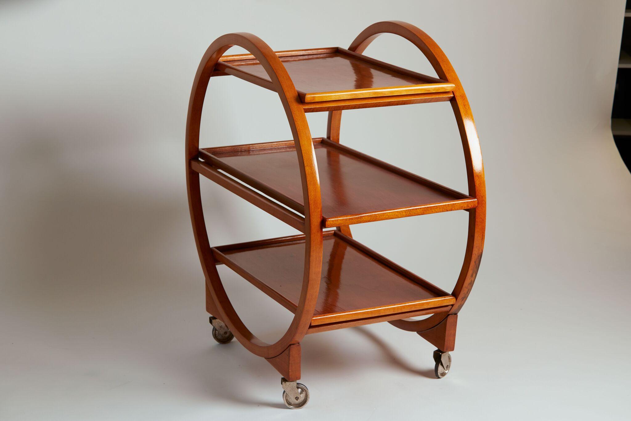 1950s Italy Sycamore Bar Cart with Circular Motif im Zustand „Hervorragend“ in Aspen, CO