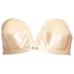 1950S Ivory Acetate Duchess Satin & Lace Strapless Bra