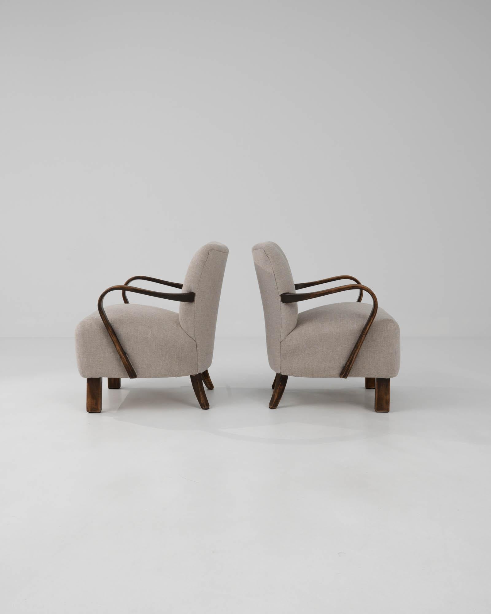 Mid-20th Century 1950s J. Halabala Cocktail Chairs, A Pair