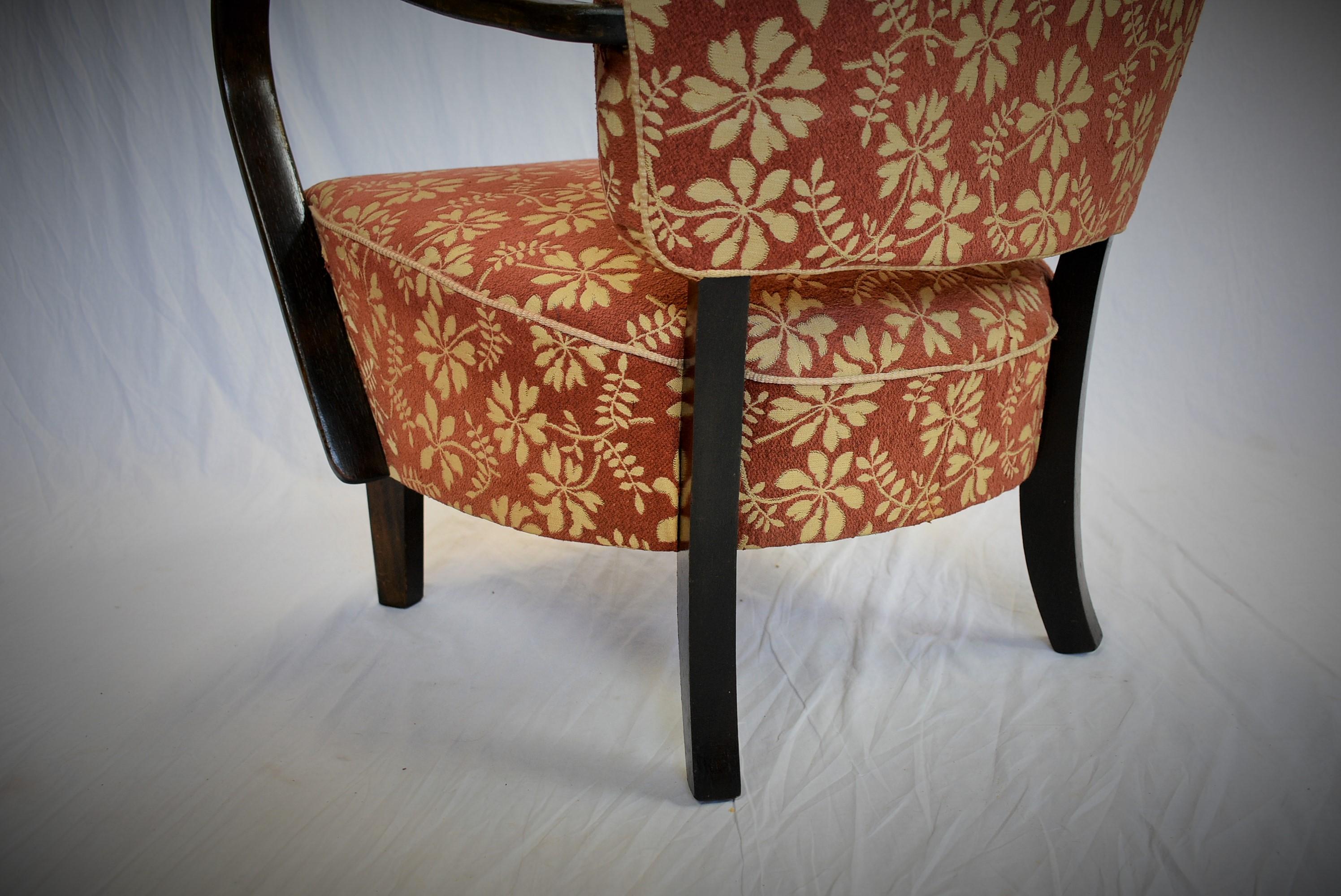 Fabric 1950s J. Halabala Lounge Chair H-237 For Sale