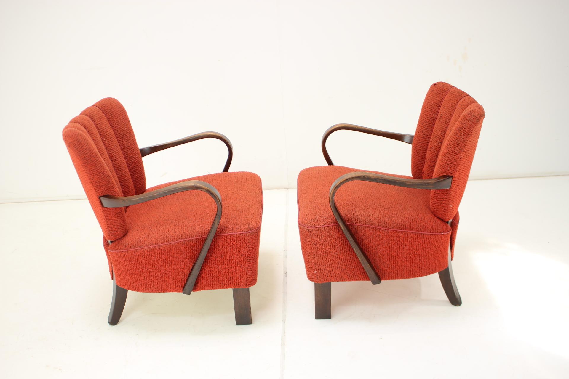 Mid-20th Century 1950s J. Halabala Lounge Chair H-237, Set of 2