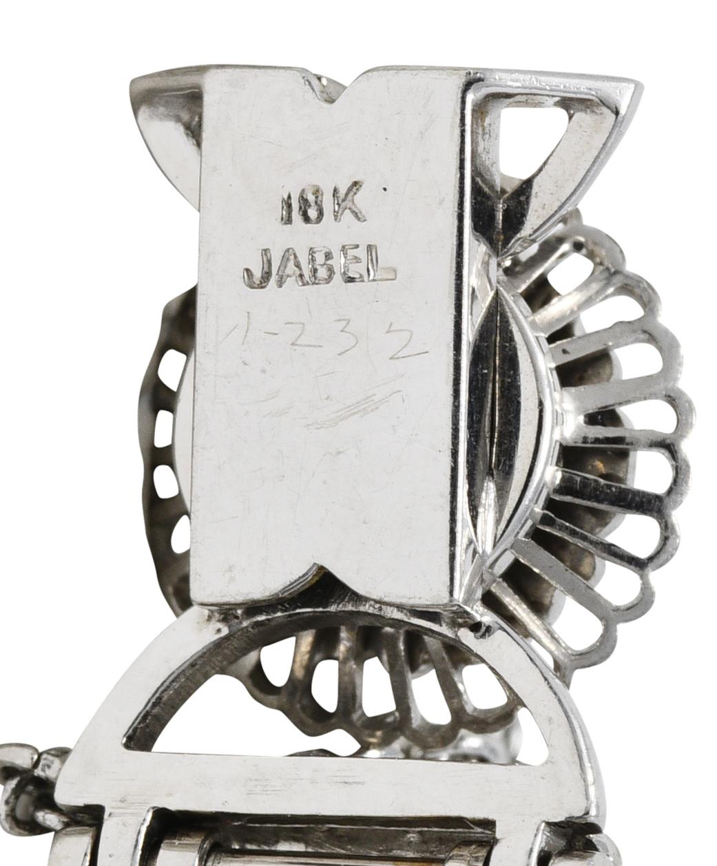 1950's Jabel 3.00 CTW Diamond 18 Karat White Gold Cluster Link Bracelet 3