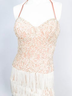 1950's Jack Travilla Blush and cream Showgirl Dress