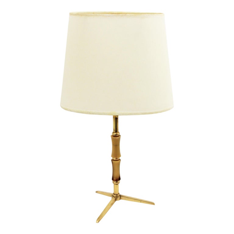 Jacques Faux Bamboo Brass Tripod Table Lamp, 1950s at 1stDibs faux bamboo table lamp