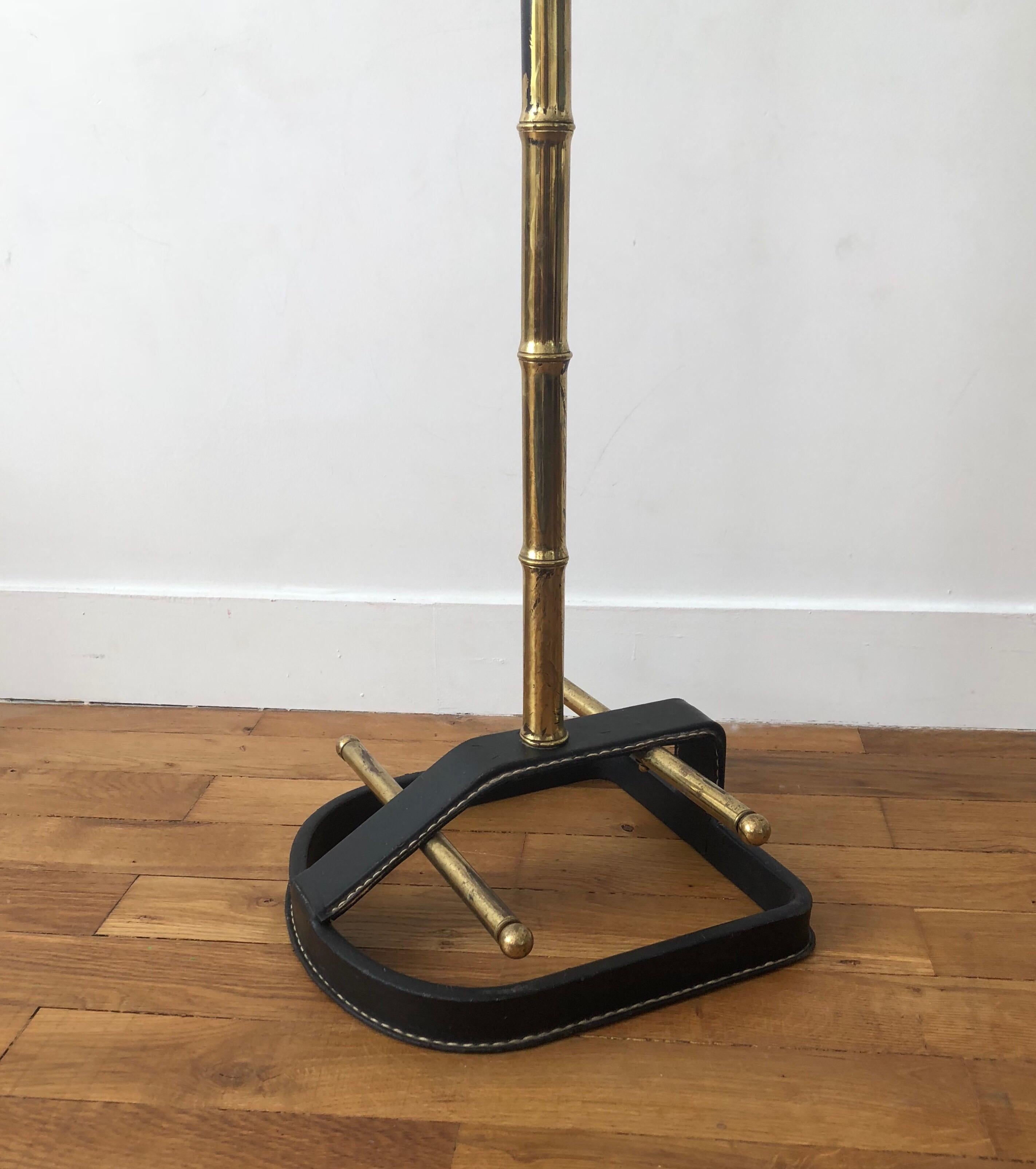1950s Jacques Adnet Black Leather and Brass Valet 9