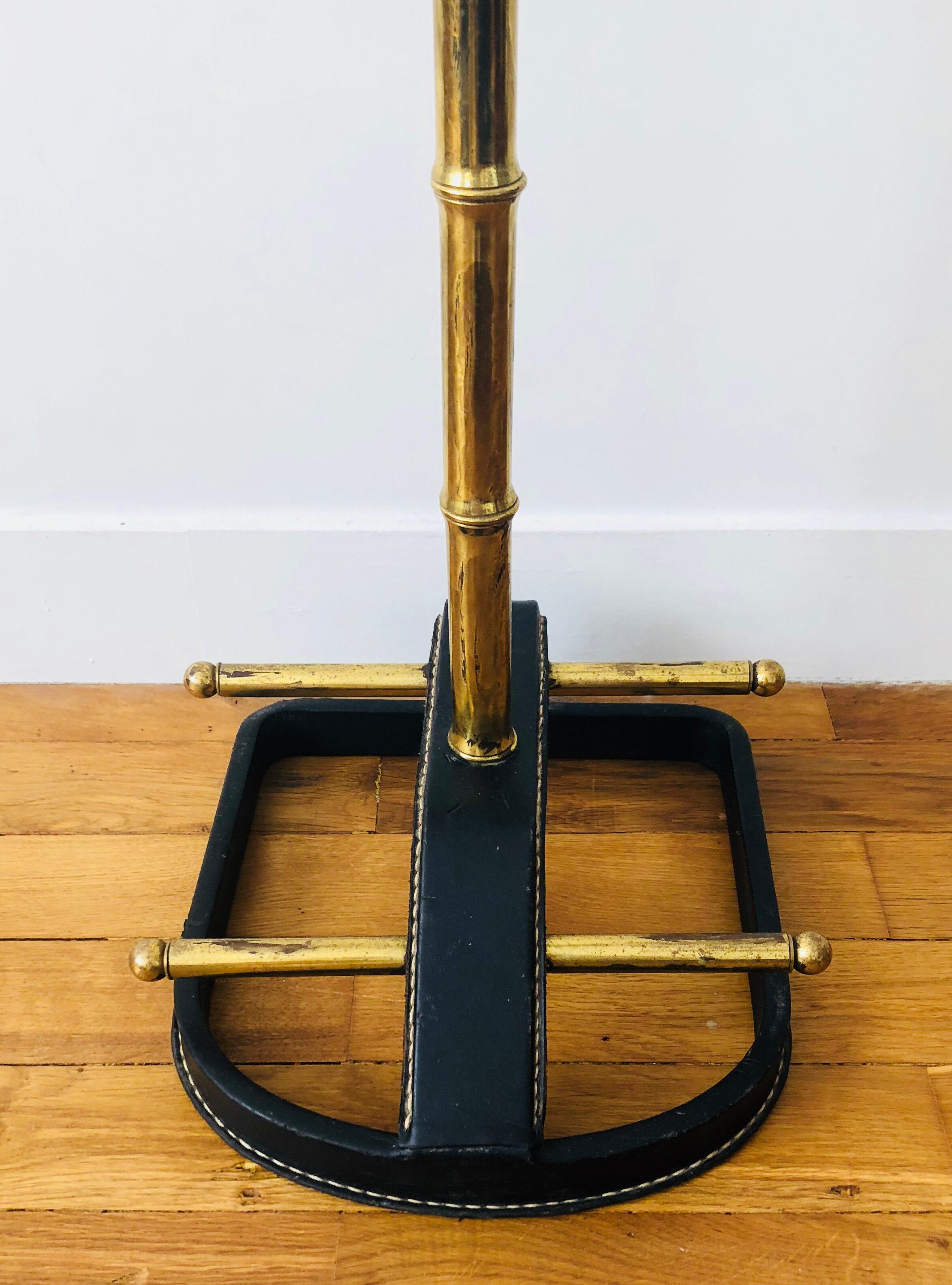 1950s Jacques Adnet Black Leather and Brass Valet 10