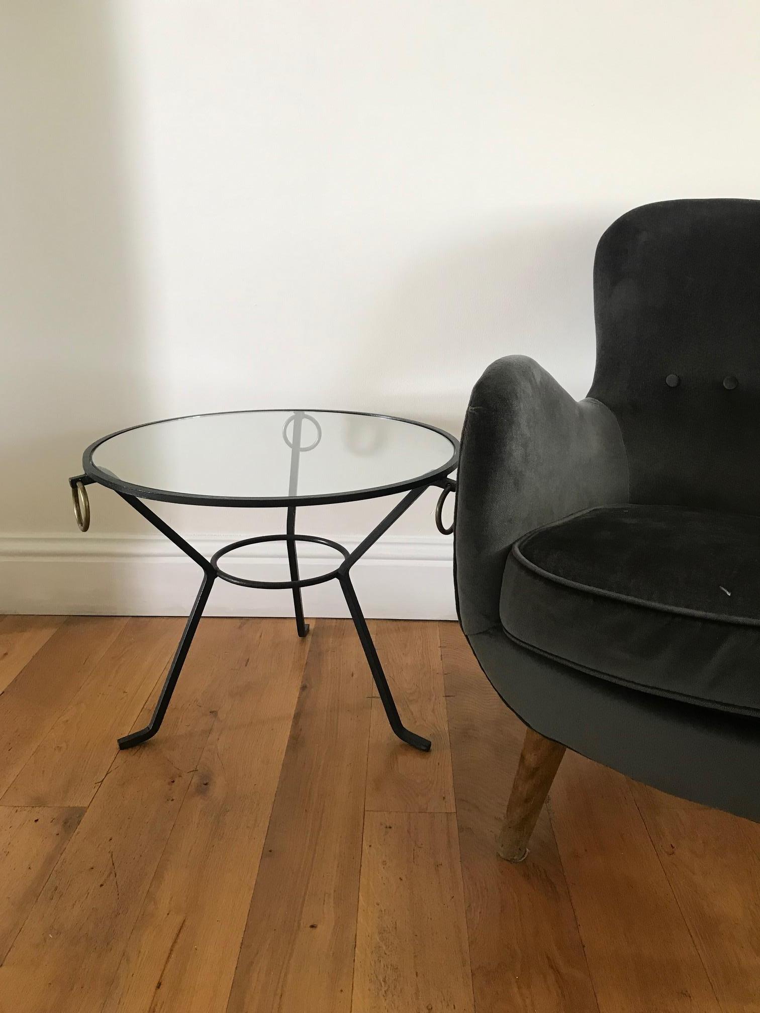 1950s Jacques Adnet Gueridon Table For Sale 3