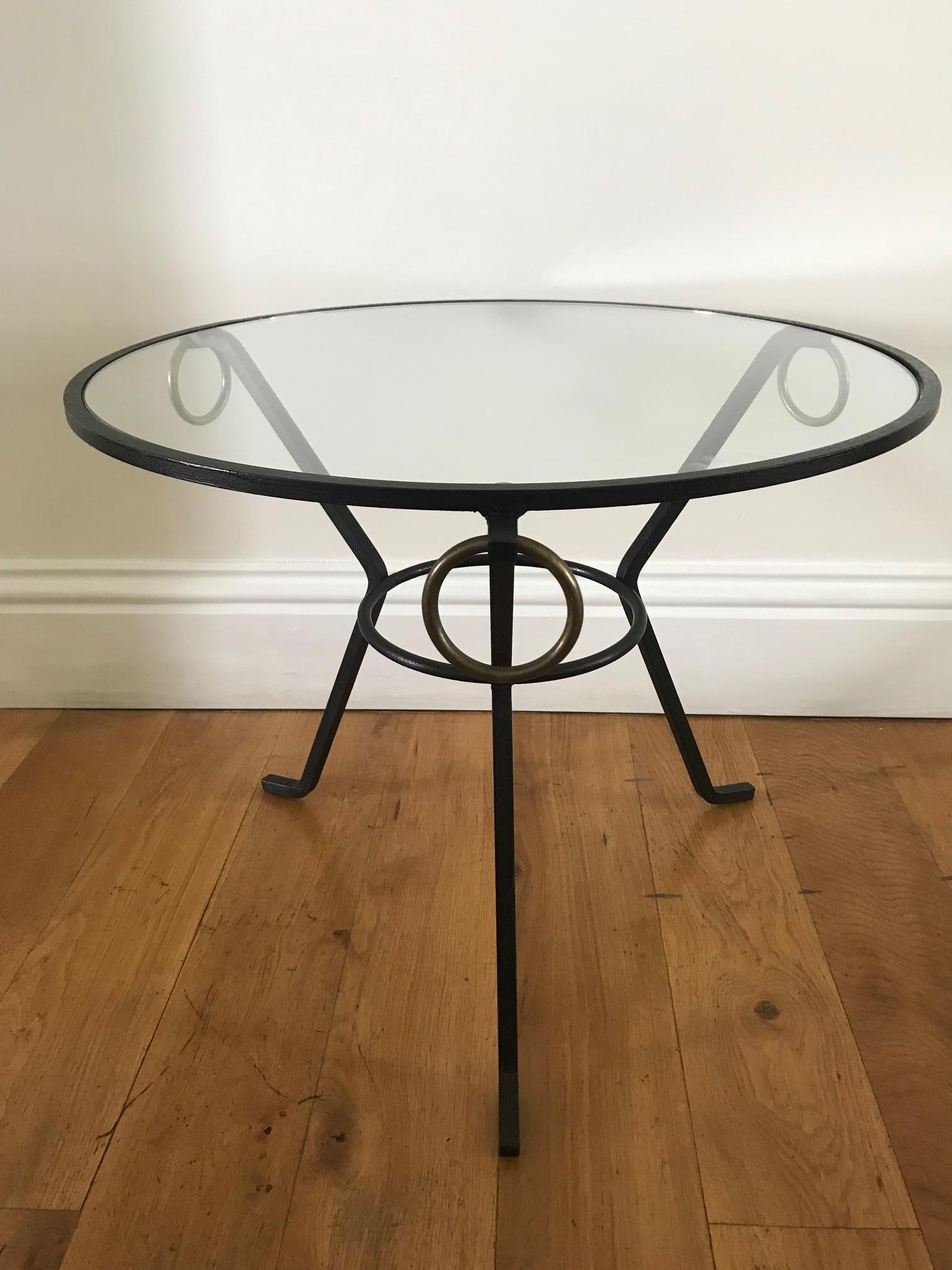 Mid-Century Modern 1950s Jacques Adnet Gueridon Table For Sale