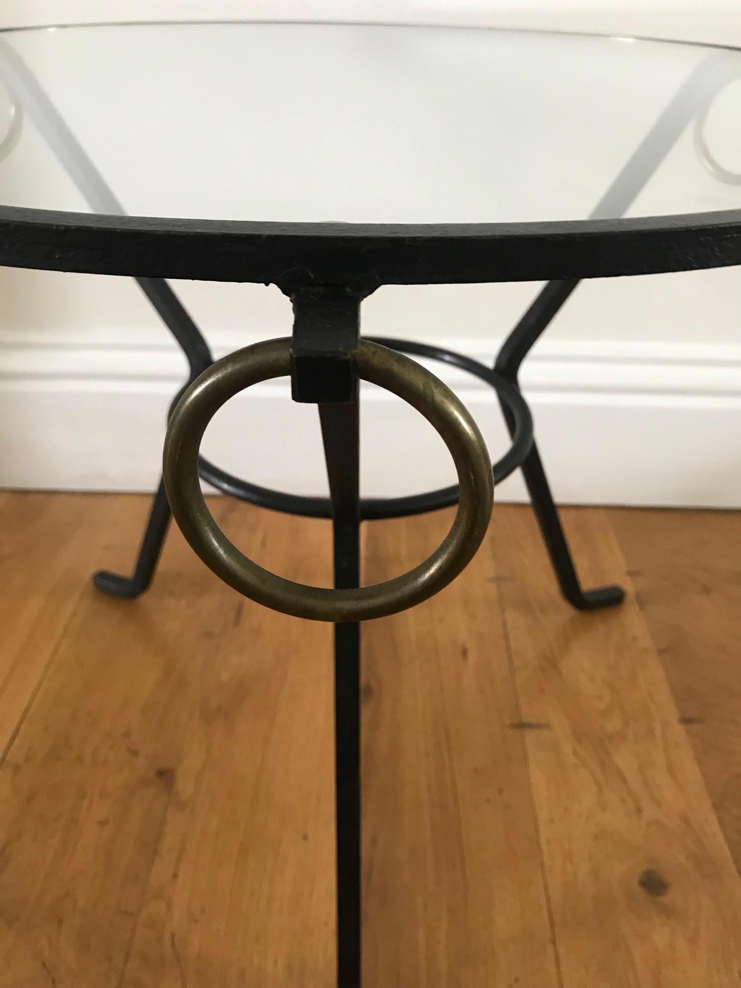 French 1950s Jacques Adnet Gueridon Table For Sale