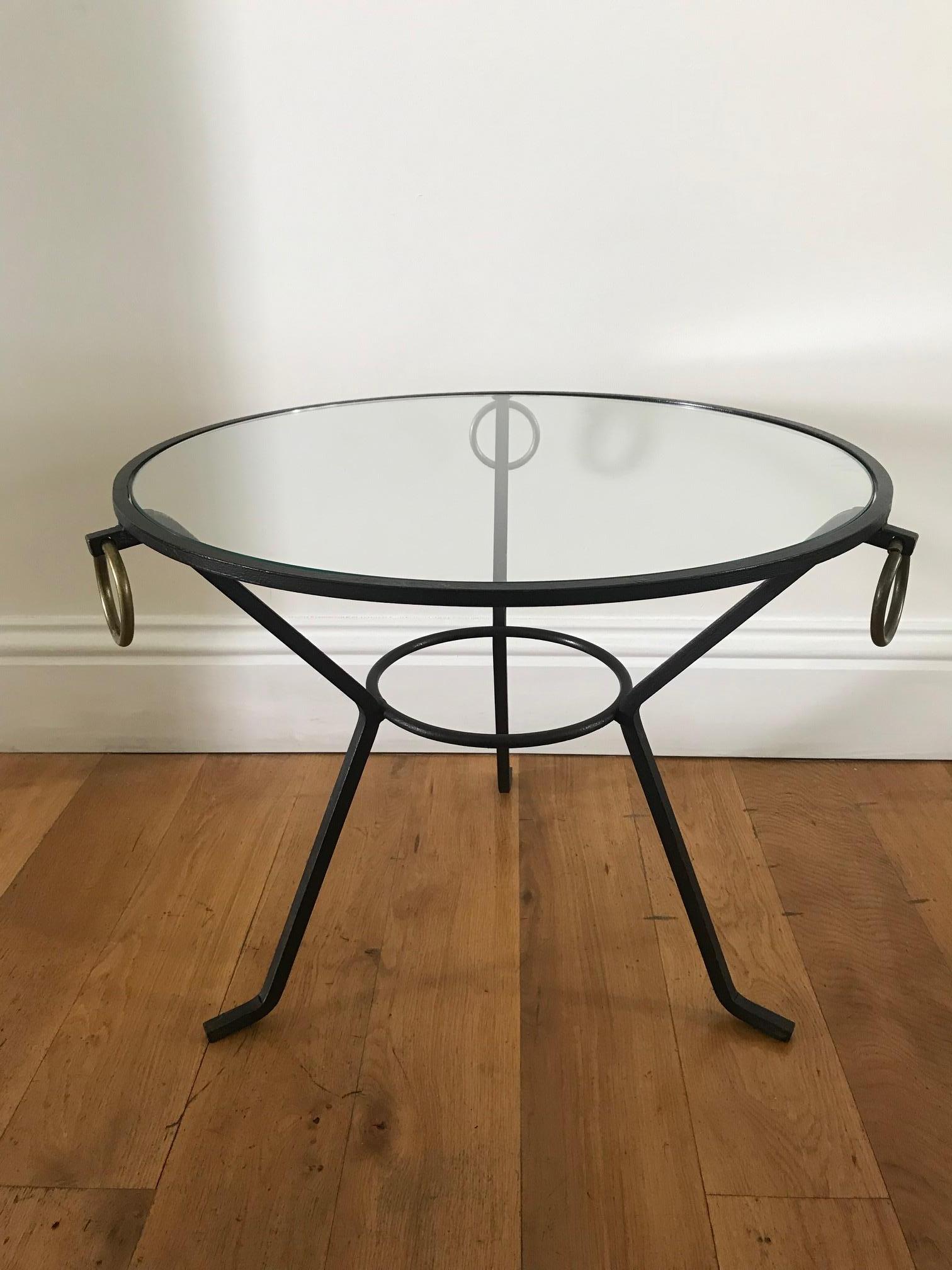 1950s Jacques Adnet Gueridon Table For Sale 1