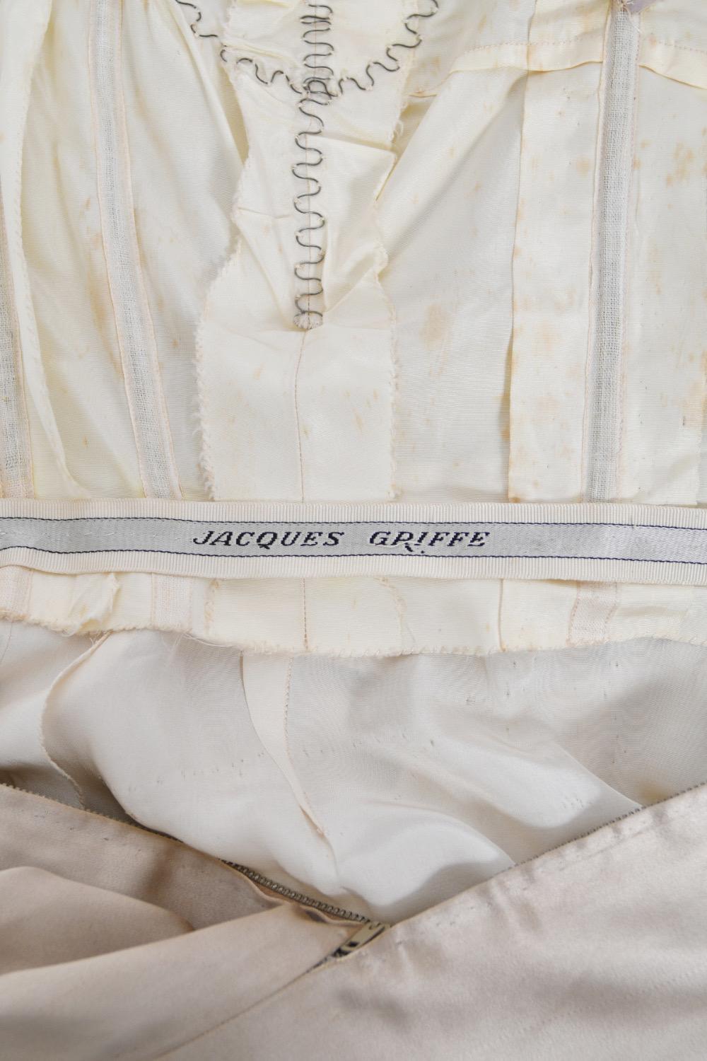 1950's Jacques Griffe Haute Couture Champagne Strapless Bustier Hourglass Gown For Sale 10