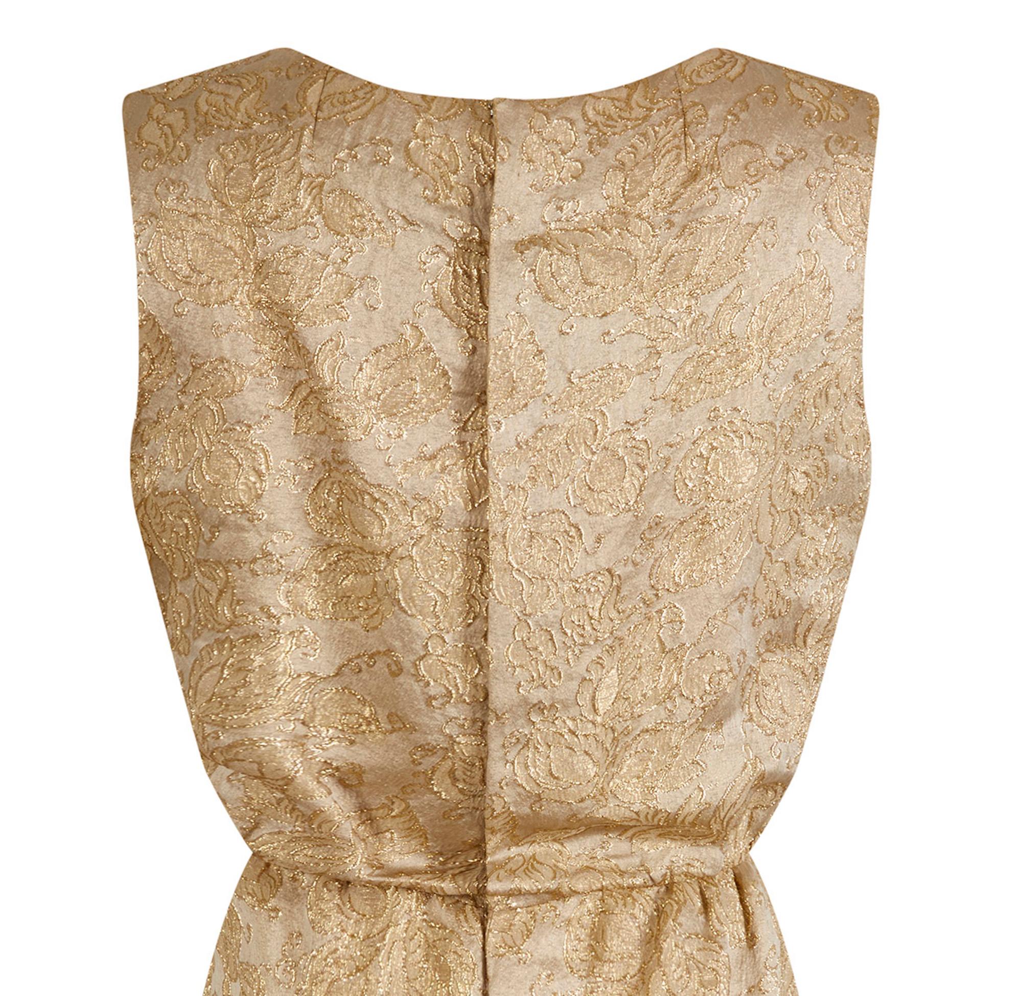 1950er Jacques Heim Demi Couture Goldbrokat-Kleid Damen im Angebot