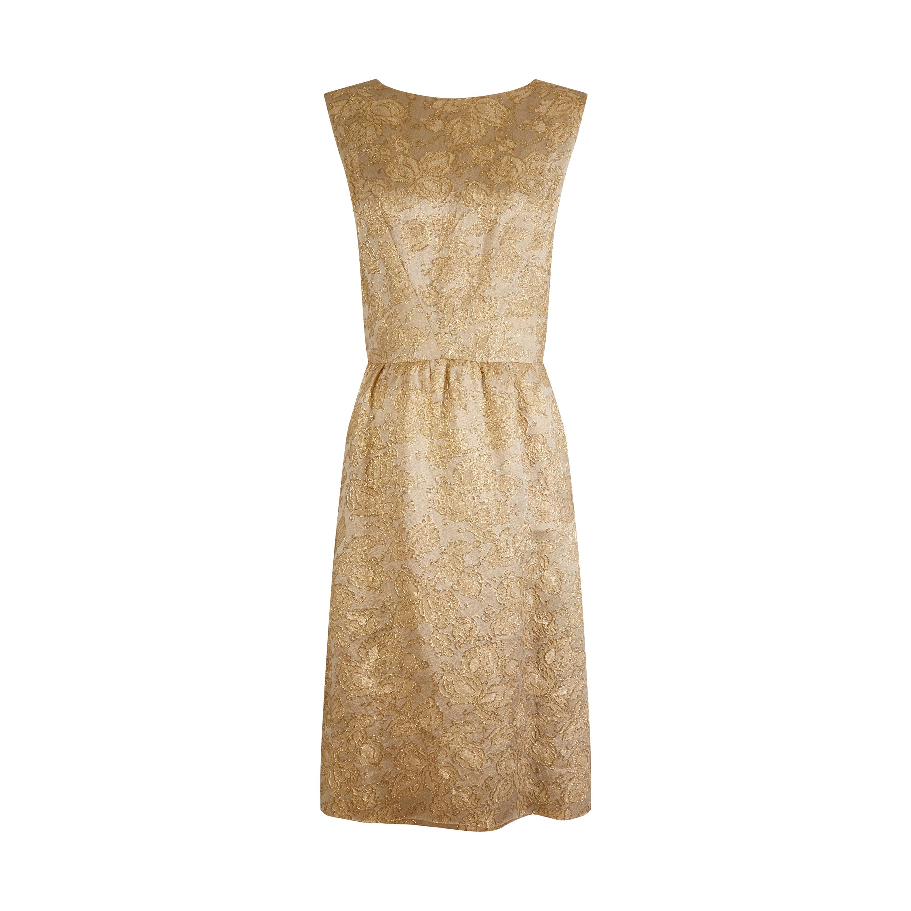 1950s Jacques Heim Demi Couture Gold Brocade Shift Dress 