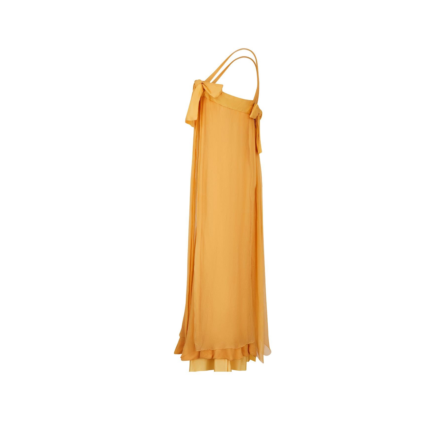 1950s Jacques Heim Haute Couture Yellow Chiffon Dress In Excellent Condition For Sale In London, GB