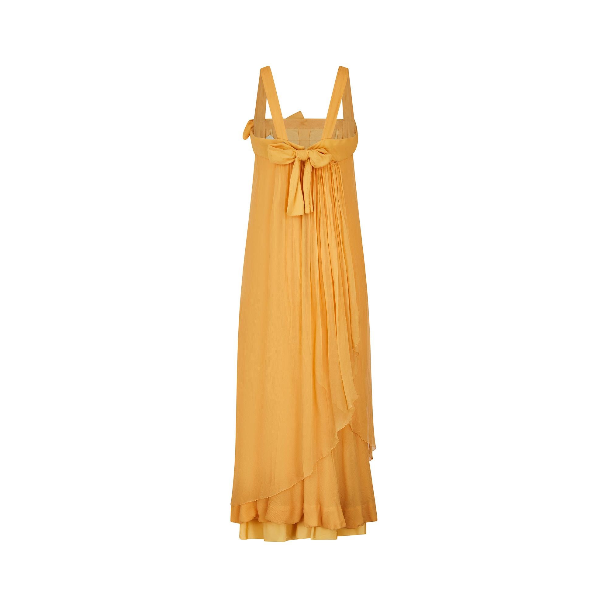 Women's 1950s Jacques Heim Haute Couture Yellow Chiffon Dress For Sale