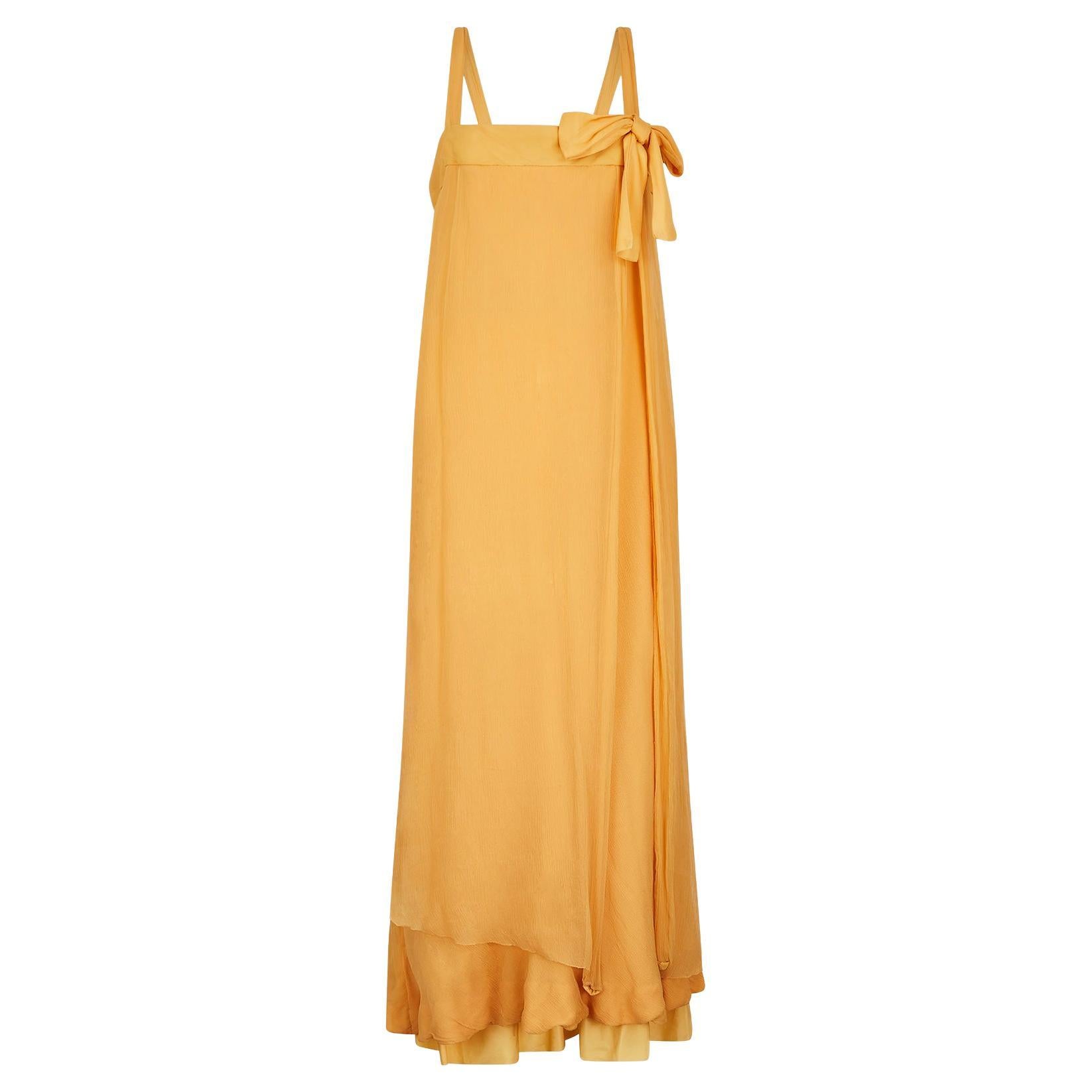 1950s Jacques Heim Haute Couture Yellow Chiffon Dress For Sale
