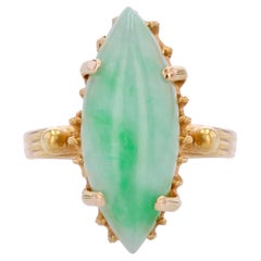 1950s Jade 18 Karat Yellow Gold Marquise Ring