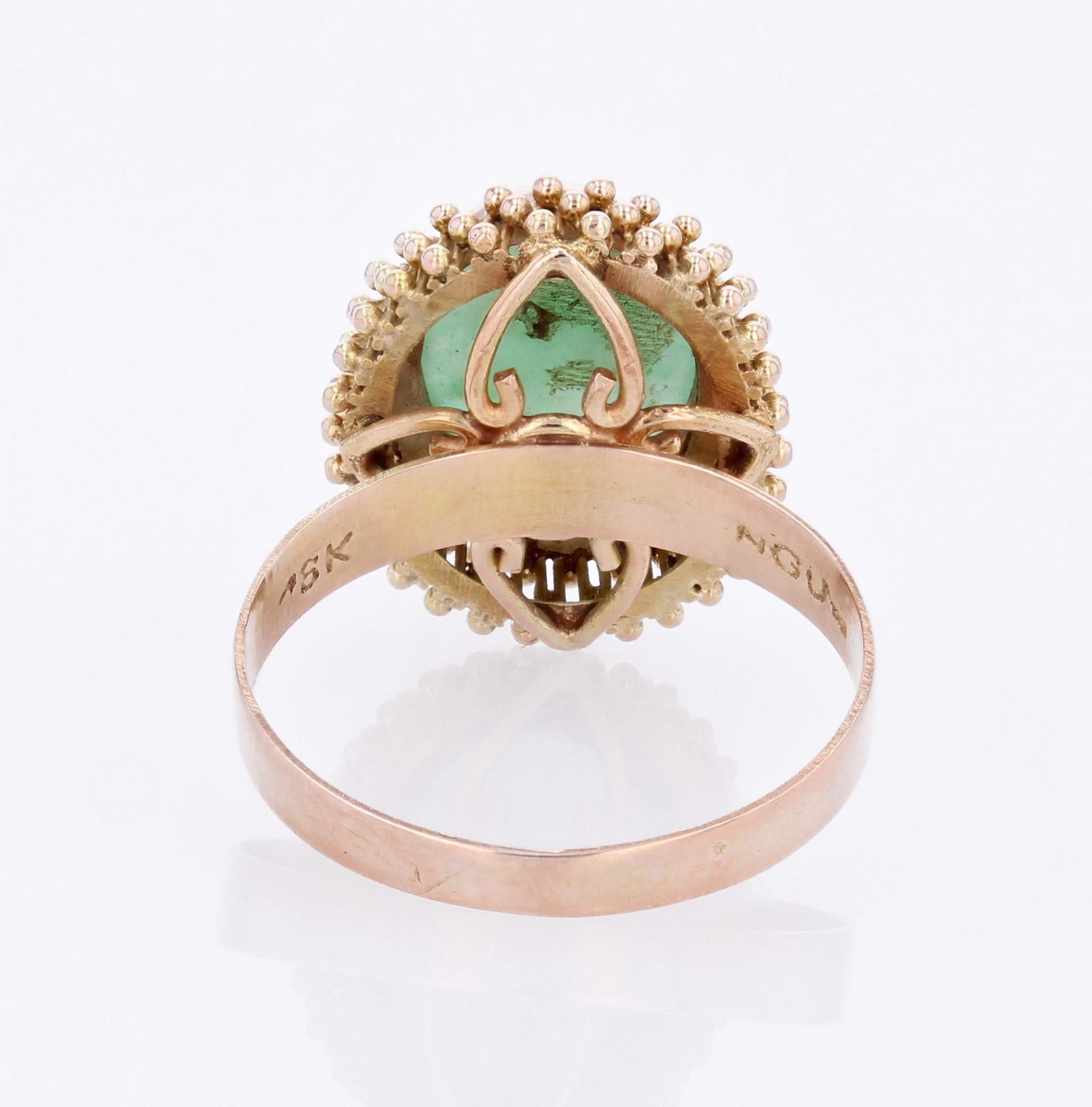 1950s Jade 18 Karat Yellow Gold Retro Oval Ring For Sale 13