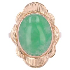 1950er Jahre Retro-Ring aus 18 Karat Gelbgold mit Jade