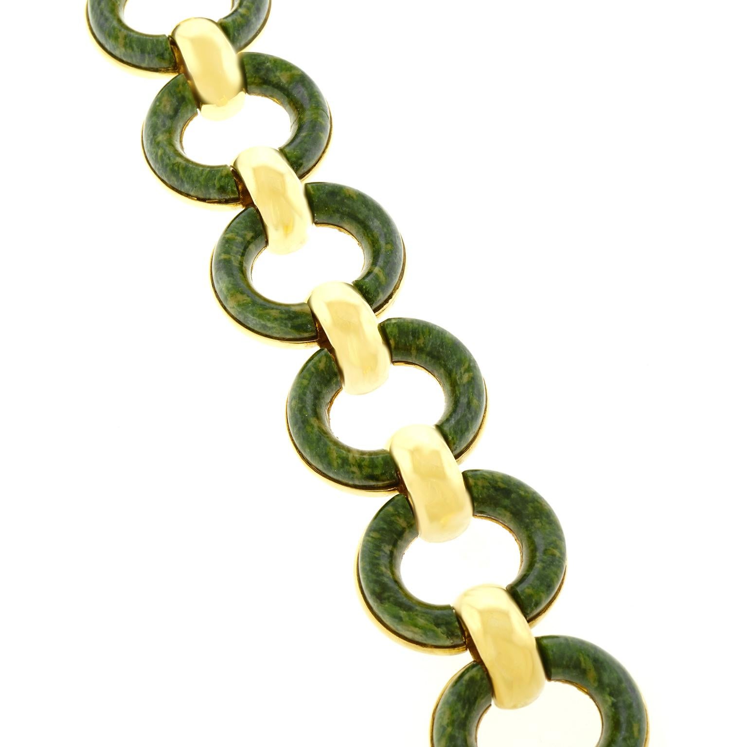 1950s Jade Set Gold Bracelet 3